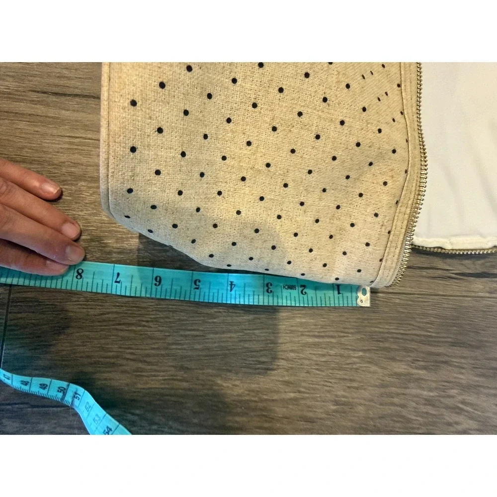 Kate Spade New York Out To Lunch Insulated Bag Beige Navy Polka Dot Linen Tote